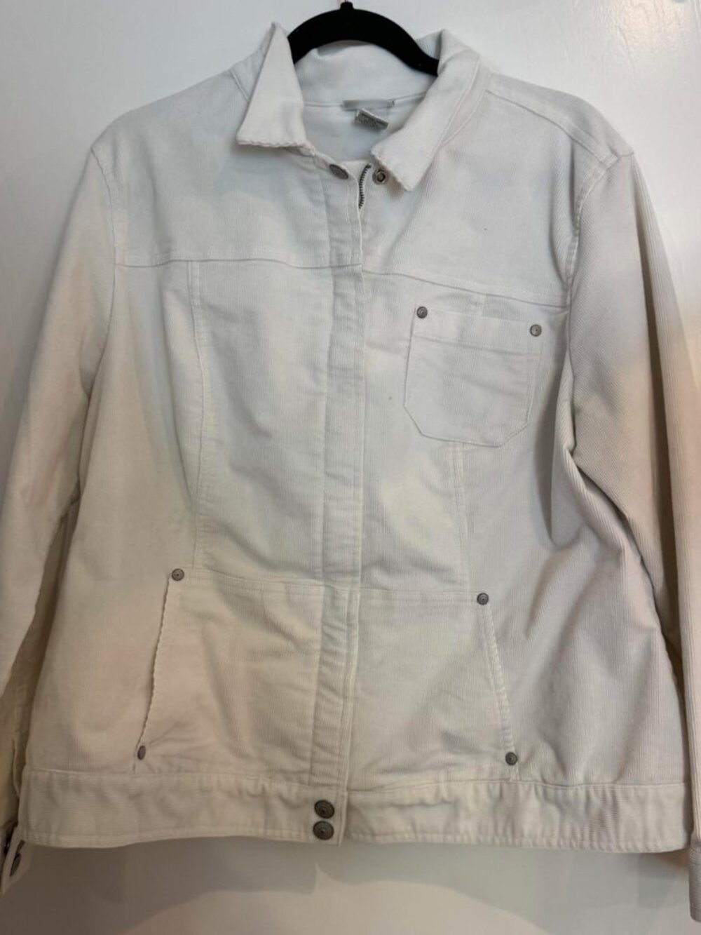 White Corduroy Jacket with clasp detail